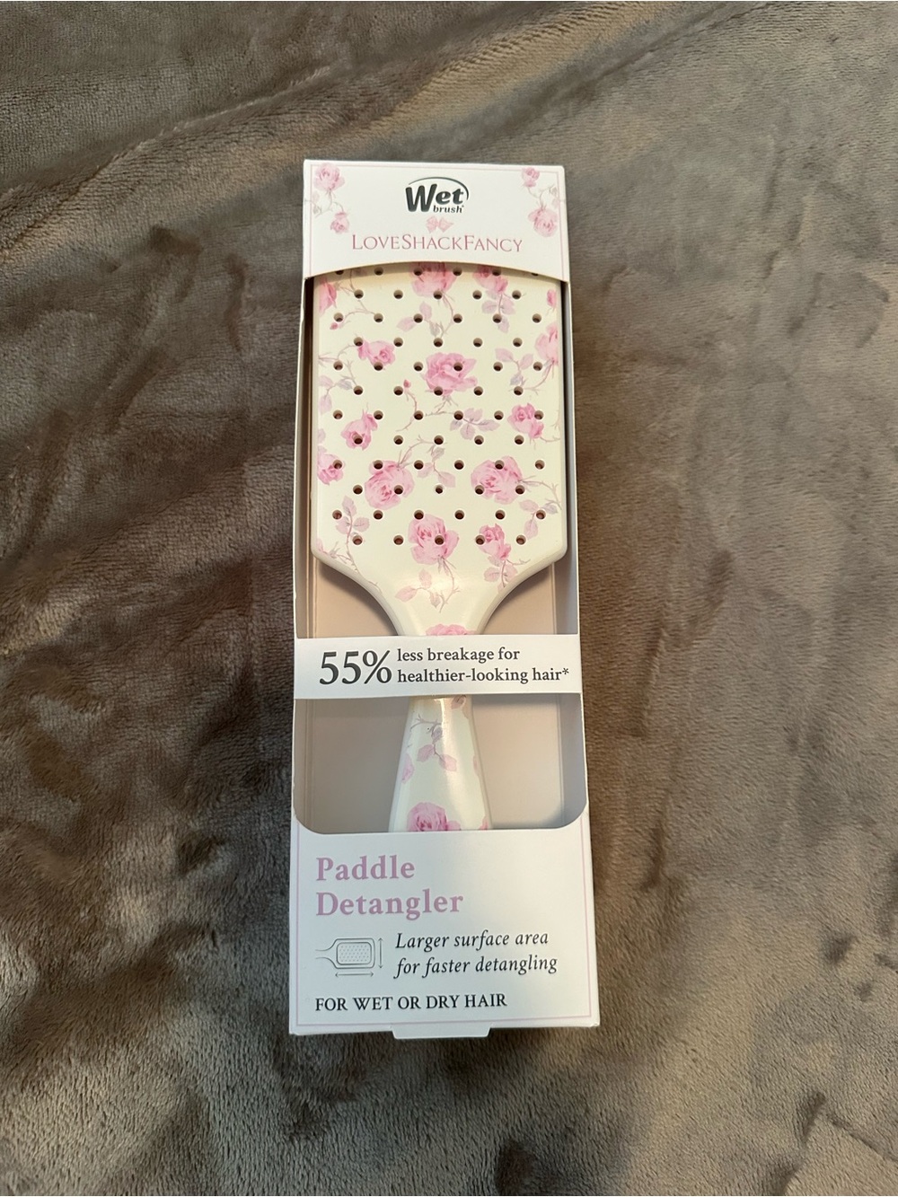 LoveShackFancy Pink Floral Paddle Brush